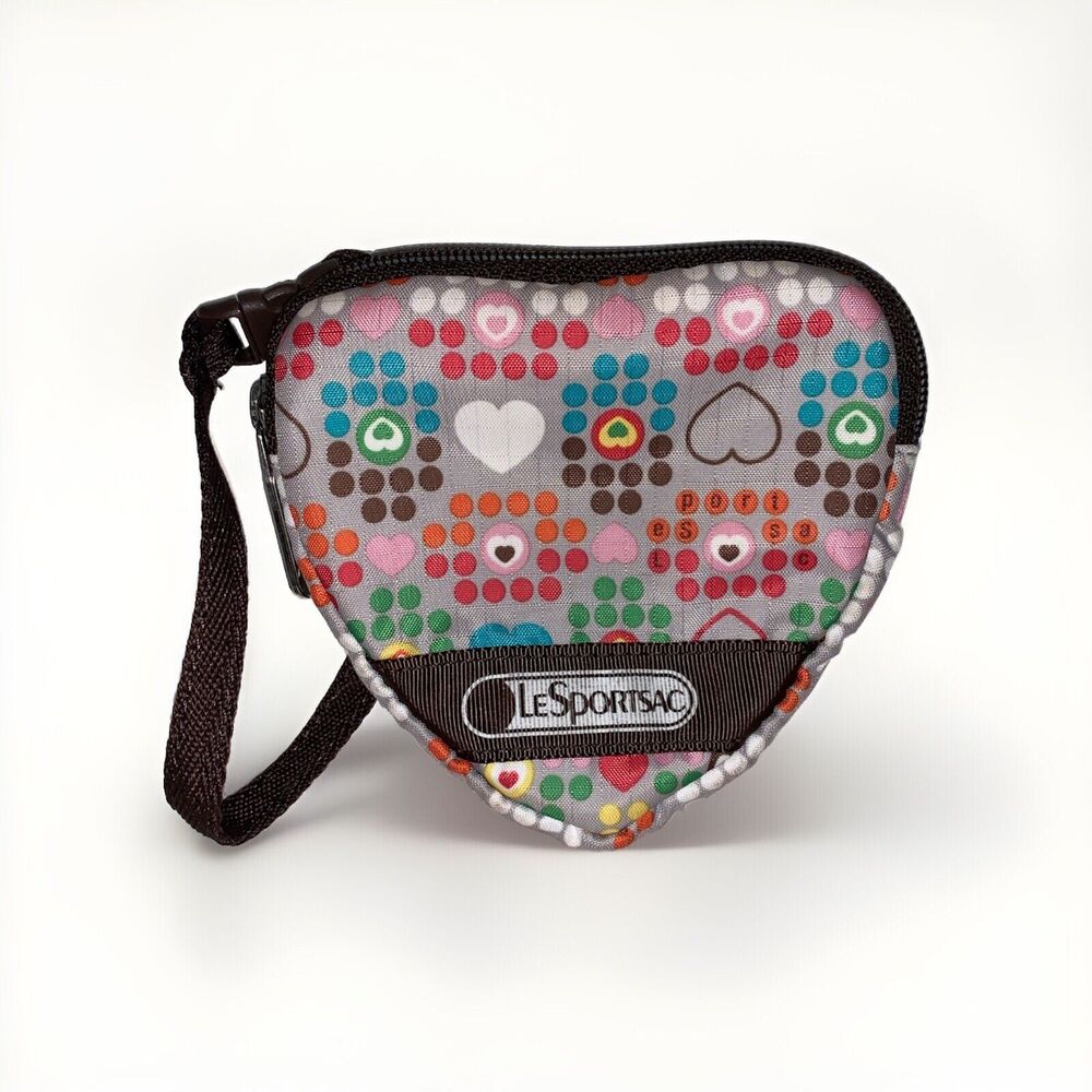 LeSportsac Small Heart Wristlet Coin Purse Pouch Organizer Colorful Polka Dots